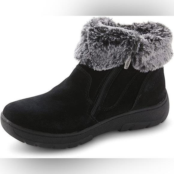 KHOMBU “Jessica” Black ankle booties with grey fur Size 9 - Picture 1 of 8